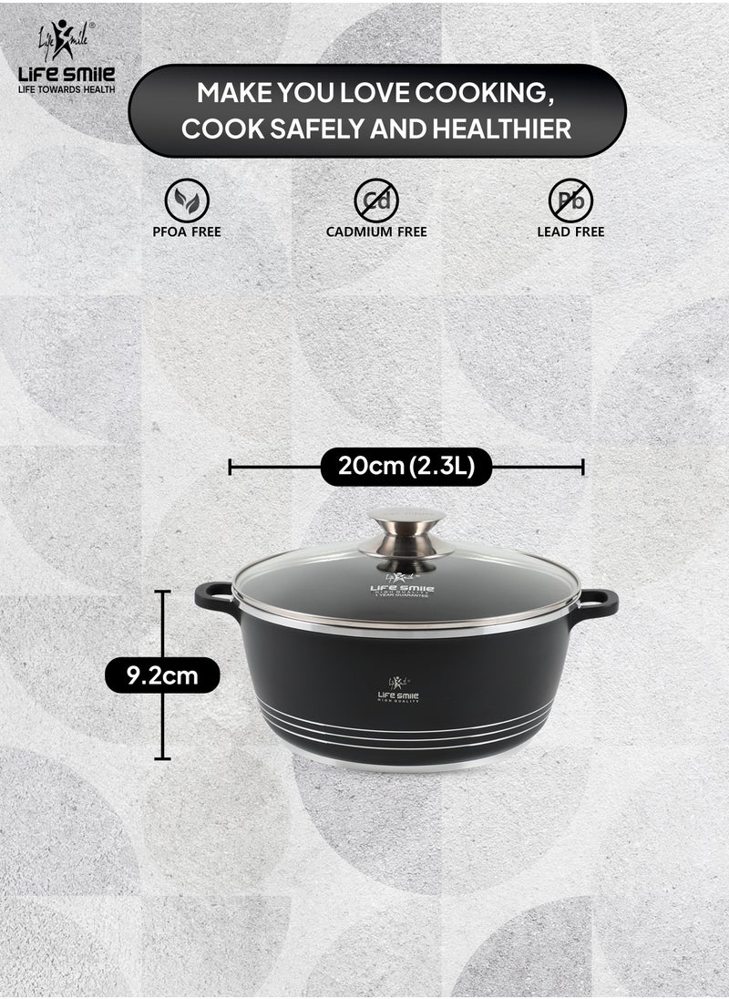 Life Smile Life Smile Ceramic Nonstick Stockpot with Glass Lid, Cookware Cooking Pot, Soup Pot for Soups and Stews Black  - Image 5