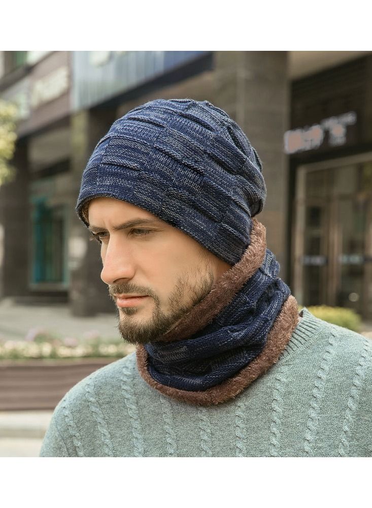 Loquat Winter Padded Set Cap Knitted Hat Scarf 2-Piece Set