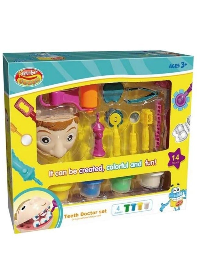 🦷 مجموعة طبيب الأسنان – لعبة العجين التفاعلية للأطفال (14 قطعة) نوع اللعبة: مجموعة تعليمية وتقمص أدوار – عدد اللاعبين: لاعب واحد أو أكثر – الفئة العمرية: من 3 سنوات فأكثر – النمط: لعبة طبيب أسنان – الموضوع: تقمص الأدوار، العناية بالأسنان، الإبداع - Image 1