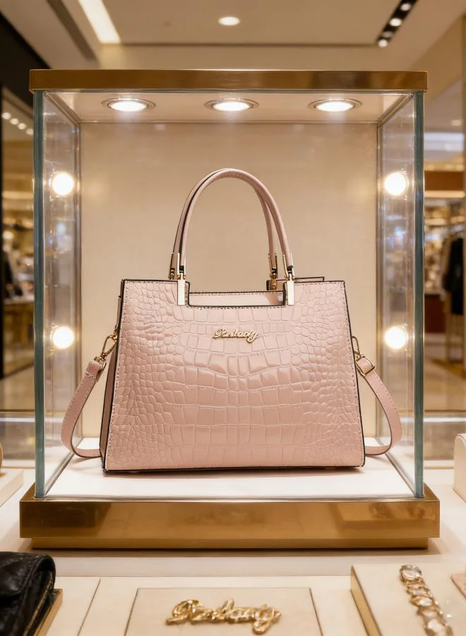 Take Two  Pink Croc Embossed Handbag for Women | Best Price UAE