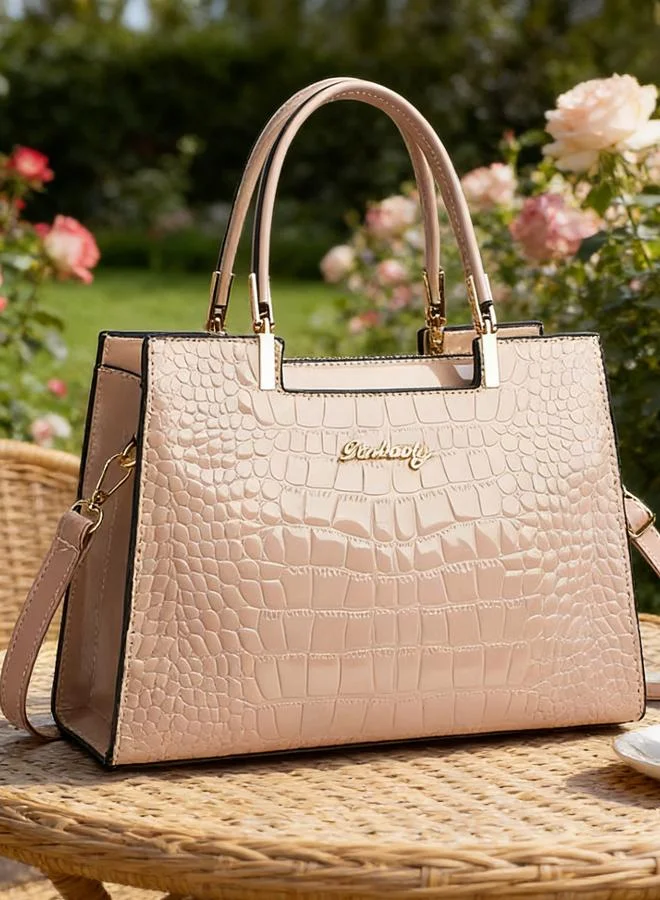 Take Two  Pink Croc Embossed Handbag for Women | Best Price UAE