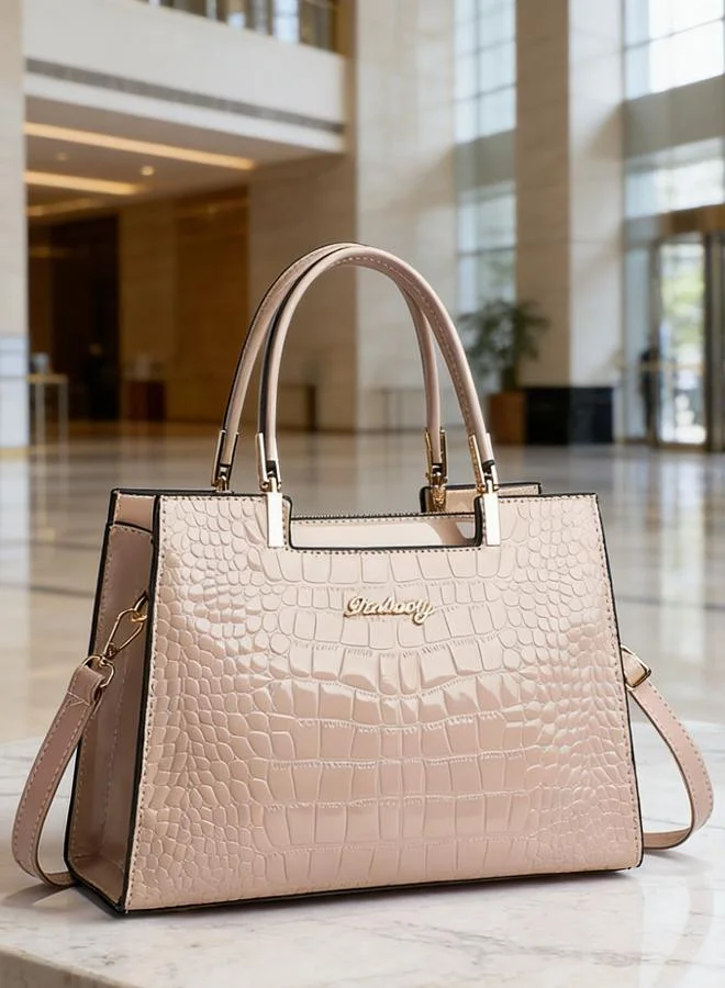 Take Two  Pink Croc Embossed Handbag for Women | Best Price UAE