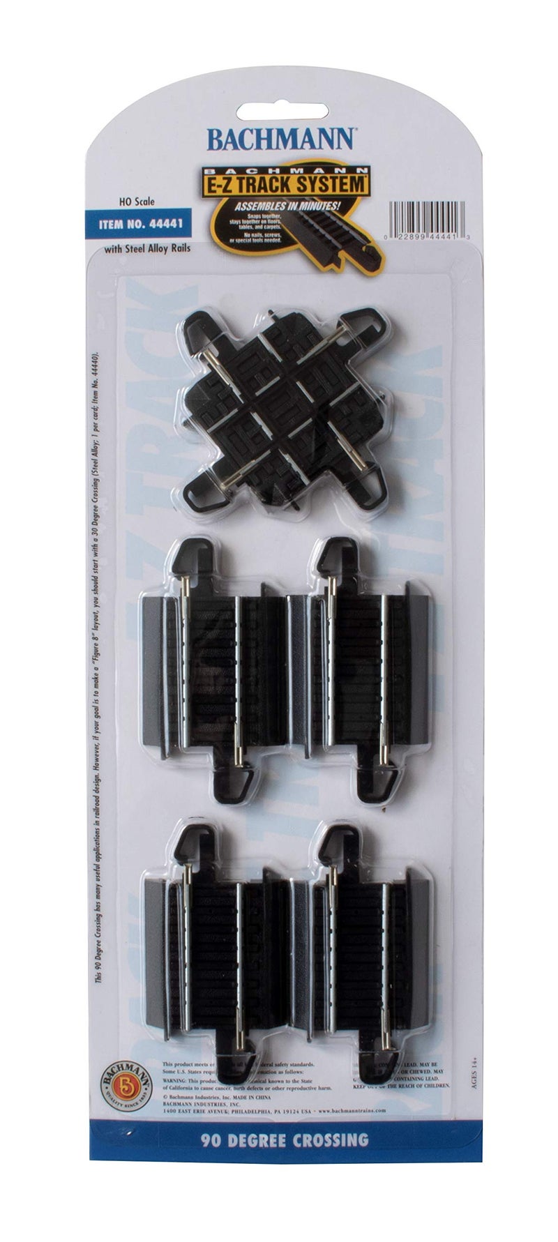 Bachmann Trains - Snap-Fit E-Z TRACK 90 DEGREE CROSSING (1/card) - STEEL ALLOY Rail With Black Roadbed - HO Scale - Image 5
