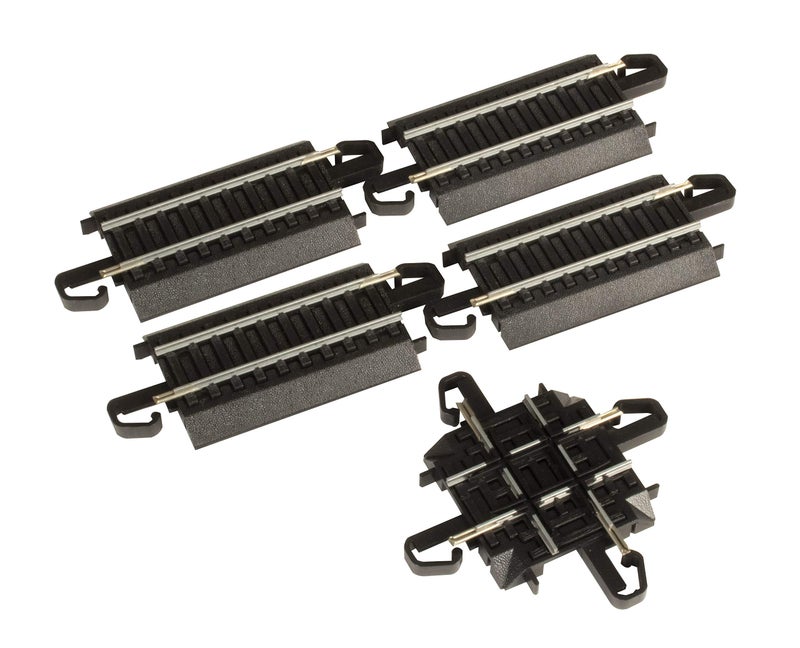 Bachmann Trains - Snap-Fit E-Z TRACK 90 DEGREE CROSSING (1/card) - STEEL ALLOY Rail With Black Roadbed - HO Scale - Image 1