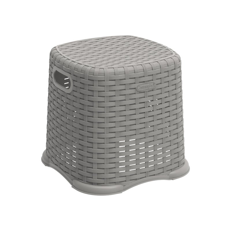 Cosmoplast IFHHXX326G6 Plastic Cedarattan Step Stool - Grey - Image 1