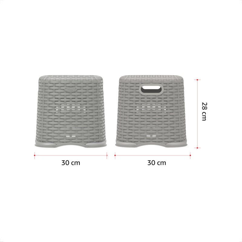 Cosmoplast IFHHXX326G6 Plastic Cedarattan Step Stool - Grey - Image 4