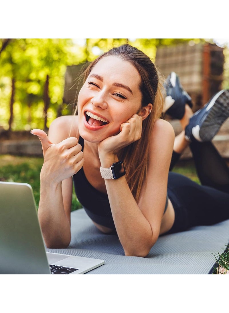 OLYSON 2Pcs Stretchy Solo Loop Compatible with Apple Watch Band 42mm 44mm 45m 46mm 49mm for Women Men,Sport Breathable Nylon Braided Wristband for iWatch Series 10 9 8 7 6 SE 5 4 3 Ultra 2 1 - Image 4