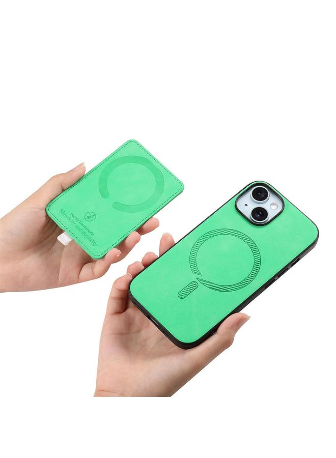 S-TOP Case For iPhone 15 Plus Retro Cross Leather Ring Side Insert Card Bag MagSafe Phone Case - Image 3