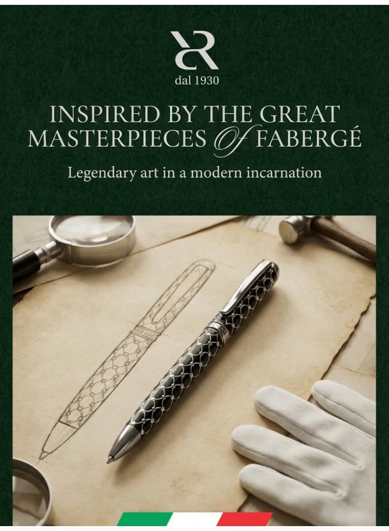 Ancora Rapide Faber “Chrome” – Luxury Ballpoint Pen Inspired by Fabergé Masterpieces | Handcrafted in Italy (Faber “Chrome” – Black) - Image 4