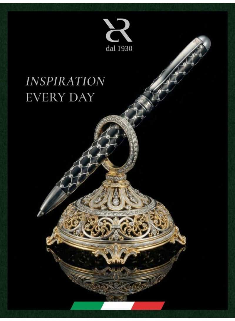 Ancora Rapide Faber “Chrome” – Luxury Ballpoint Pen Inspired by Fabergé Masterpieces | Handcrafted in Italy (Faber “Chrome” – Black) - Image 2