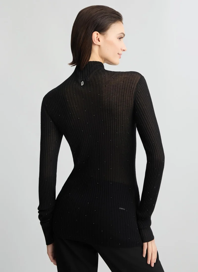 Liu Jo Black jumper with rhinestones