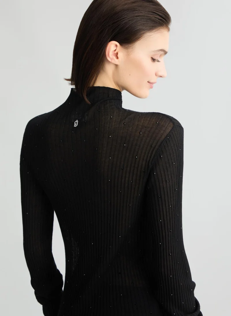 Liu Jo Black jumper with rhinestones