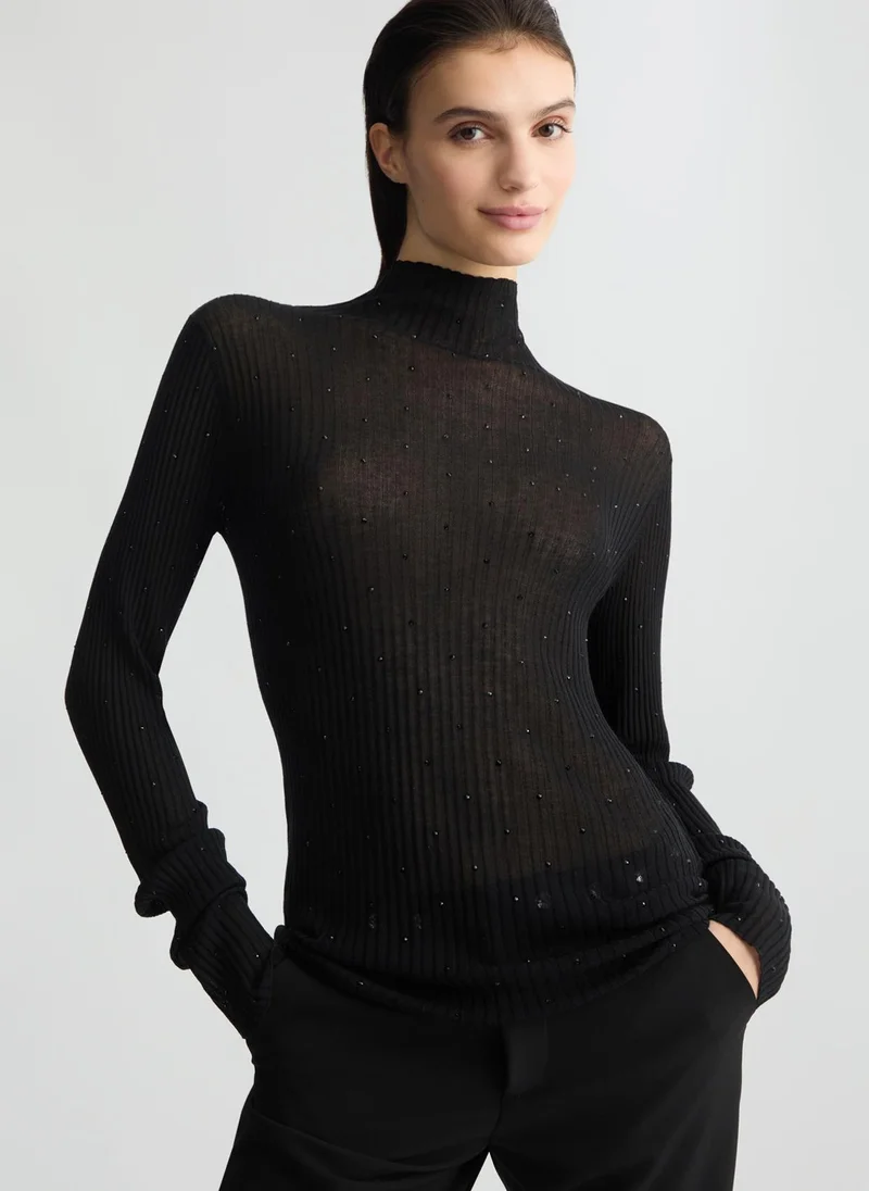 Liu Jo Black jumper with rhinestones