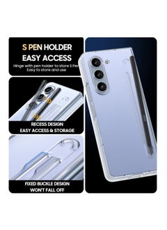 Aookay Compatible with Samsung Galaxy Z Fold 6 Phone Case with Pen Holder and Pen, Built-in Screen Protector, Anti-yellowing Full Protection Phone Case for Z Fold 6 [Non-Original Pen] (Clear)  - Image 3
