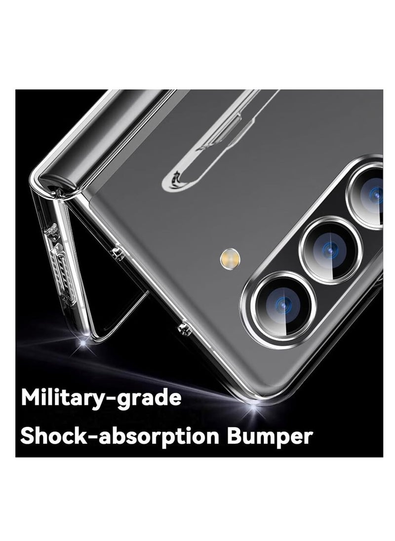 Aookay - Compatible with Samsung Galaxy Z Fold 6 Phone Case with Pen Holder and Pen, Built-in Screen Protector, Anti-yellowing Full Protection Phone Case for Z Fold 6 [Non-Original Pen] (Clear) - Image 1