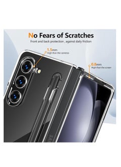 Aookay Compatible with Samsung Galaxy Z Fold 6 Phone Case with Pen Holder and Pen, Built-in Screen Protector, Anti-yellowing Full Protection Phone Case for Z Fold 6 [Non-Original Pen] (Clear)  - Image 5