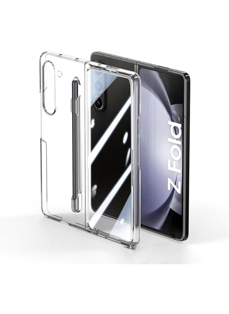Aookay - Compatible with Samsung Galaxy Z Fold 6 Phone Case with Pen Holder and Pen, Built-in Screen Protector, Anti-yellowing Full Protection Phone Case for Z Fold 6 [Non-Original Pen] (Clear) - Image 1