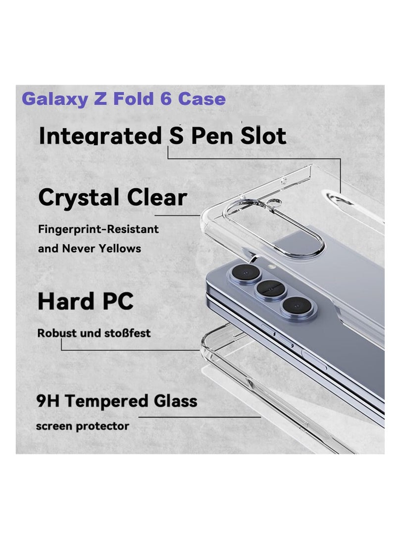Aookay - Compatible with Samsung Galaxy Z Fold 6 Phone Case with Pen Holder and Pen, Built-in Screen Protector, Anti-yellowing Full Protection Phone Case for Z Fold 6 [Non-Original Pen] (Clear) - Image 1