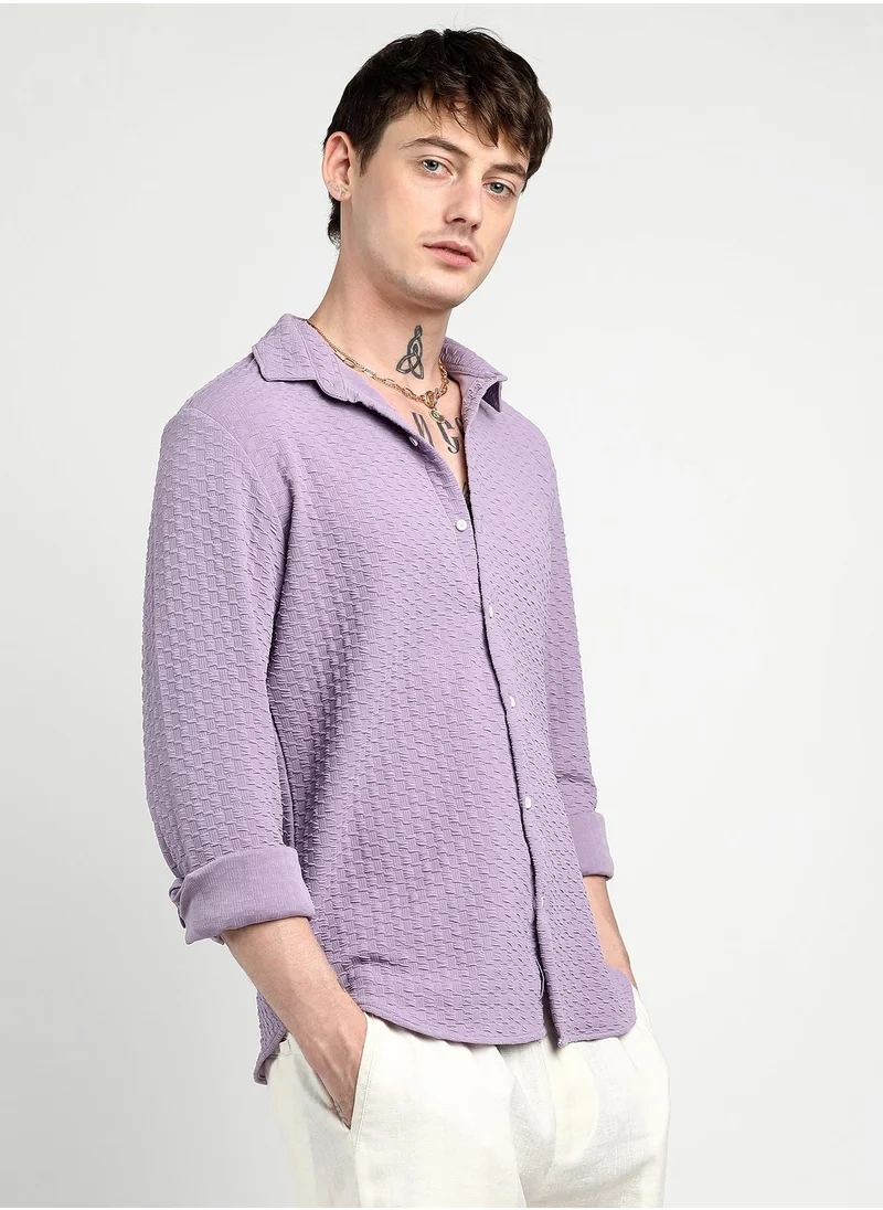 Campus Sutra Men's Lilac Ripple Box Shirt