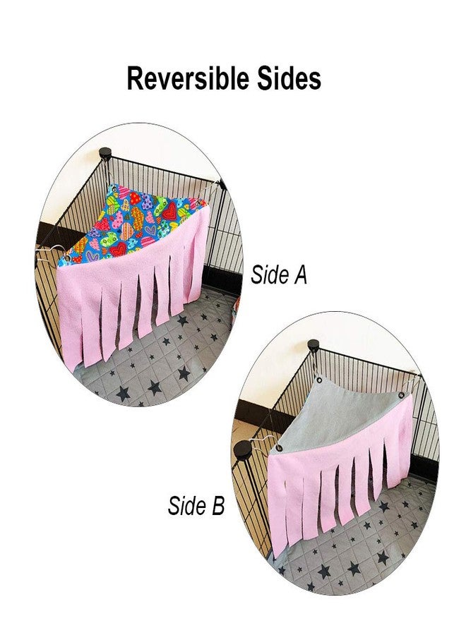 RIOUSSI Guinea Pig Hideout Hideaway Corner Peekaboo Toys Cage Accessories with Reversible Side, Heart/Gray-Pink+Purple, Pack of 2 - Image 2