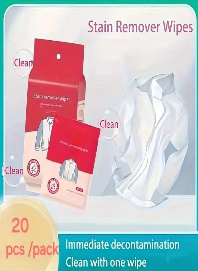 Cazuela Portable Emergency Stain Removal Wet Wipes Quick and Convenient Emergency Stain Remover Wet Wipes for Clothes, Non-Wash, Gentle on Fabrics (Pack of 1, 20Pcs) - Image 2