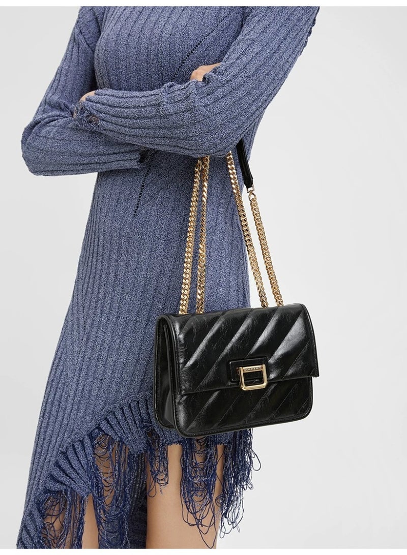 CHARLES & KEITH Quilted Chain-Strap Shoulder Bag & Crossbody Bag - Black - Image 2