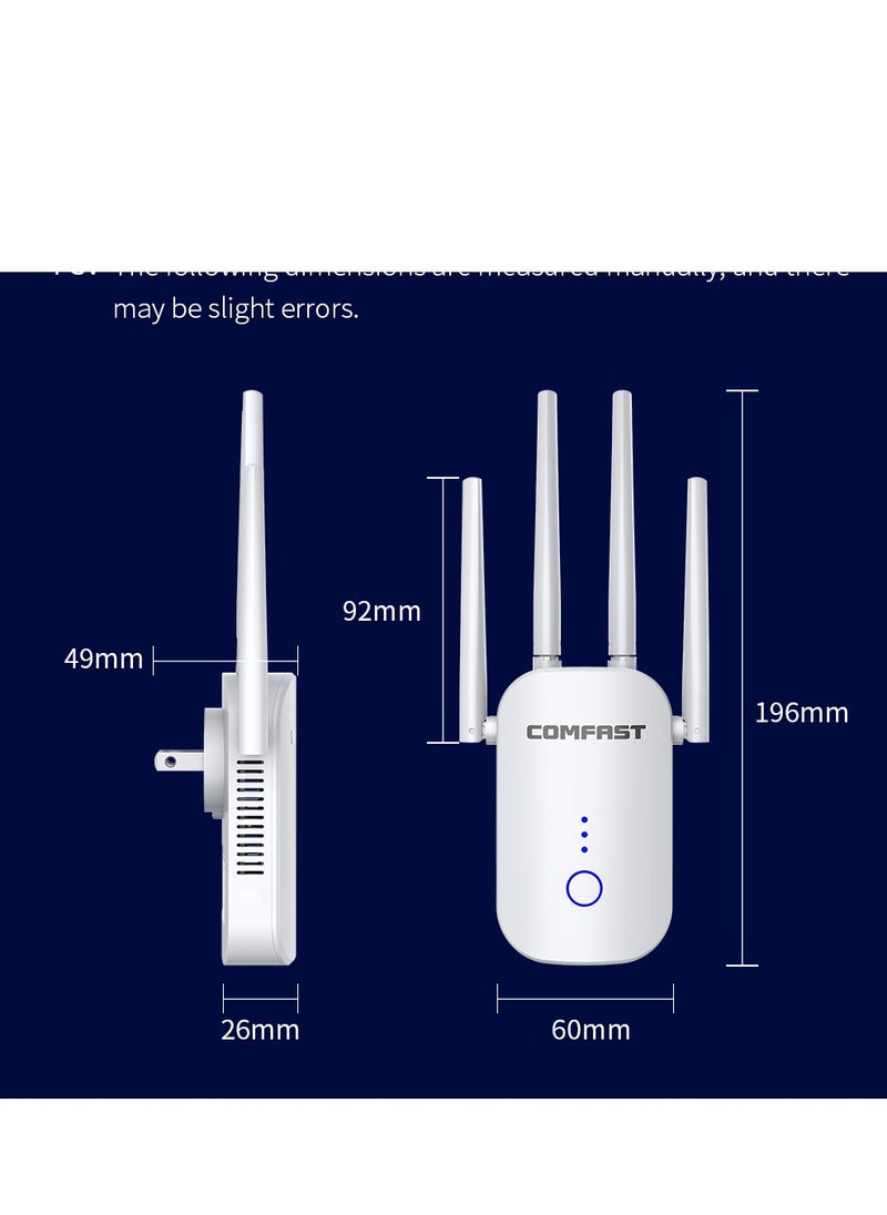 comfast - Wi-Fi Range Extender 1200Mbps 2.4GHz and 5GHz Works with any Wi-Fi Router Extend WiFi Range Further White WIFI5 - Image 1
