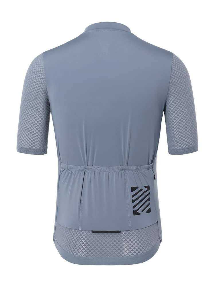 ARSUXEO Pro Cycling Jersey Men Short Sleeves Ultra-Light Road Bike Jersey Cycling Biking Bicycle Shirt Grey Size XX-Large - Image 3