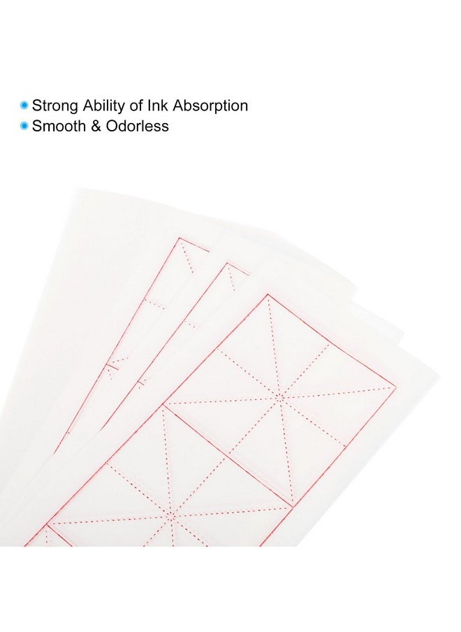 PATIKIL - Xuan Paper 100 Sheets Rice Paper With Mi' Grid Chinese Calligraphy Practice Paper For Calligraphy Practice Half Raw Ripe Xuan 5X15 (White) - Image 1