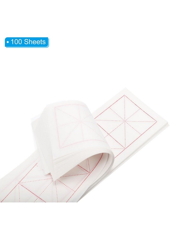 PATIKIL - Xuan Paper 100 Sheets Rice Paper With Mi' Grid Chinese Calligraphy Practice Paper For Calligraphy Practice Half Raw Ripe Xuan 5X15 (White) - Image 1