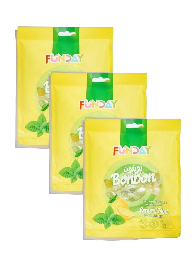Funday Bonbon Lemon Mint Bag 80 grams (Pack of 3) - Image 1