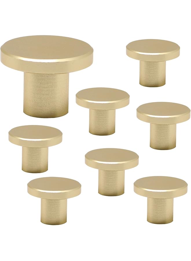 Gold Cabinet Knobs, Knobs for Dresser Drawers Round Drawer Pulls and Knobs with Screws 8 Pack