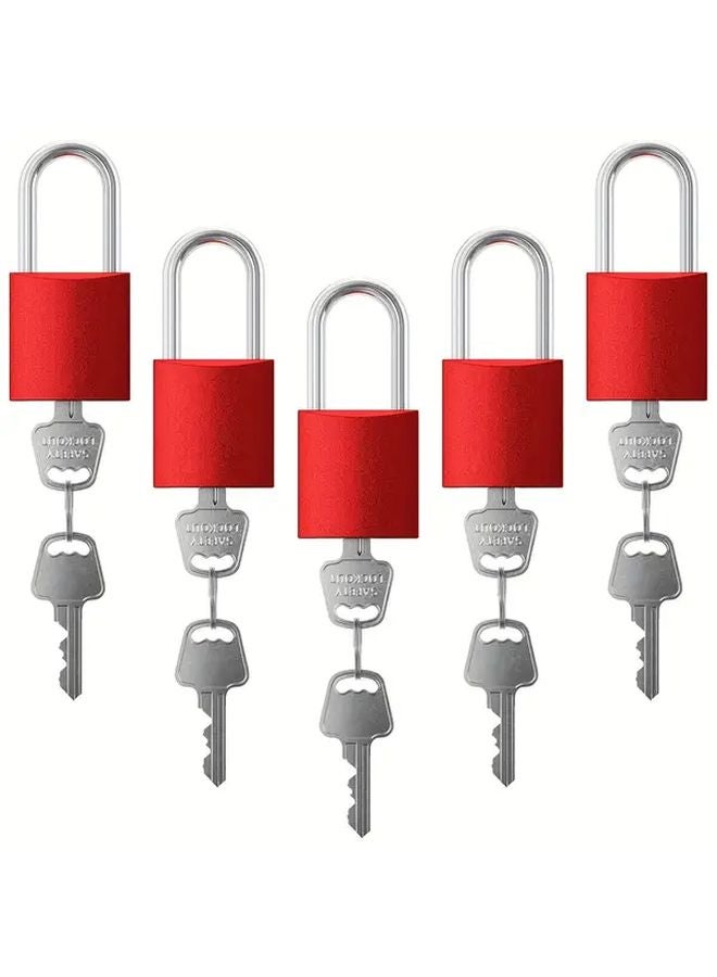 5 PCS Red Heavy Duty Aluminum OSHA Loto Safety Padlocks For Industrial Equipment - Image 1