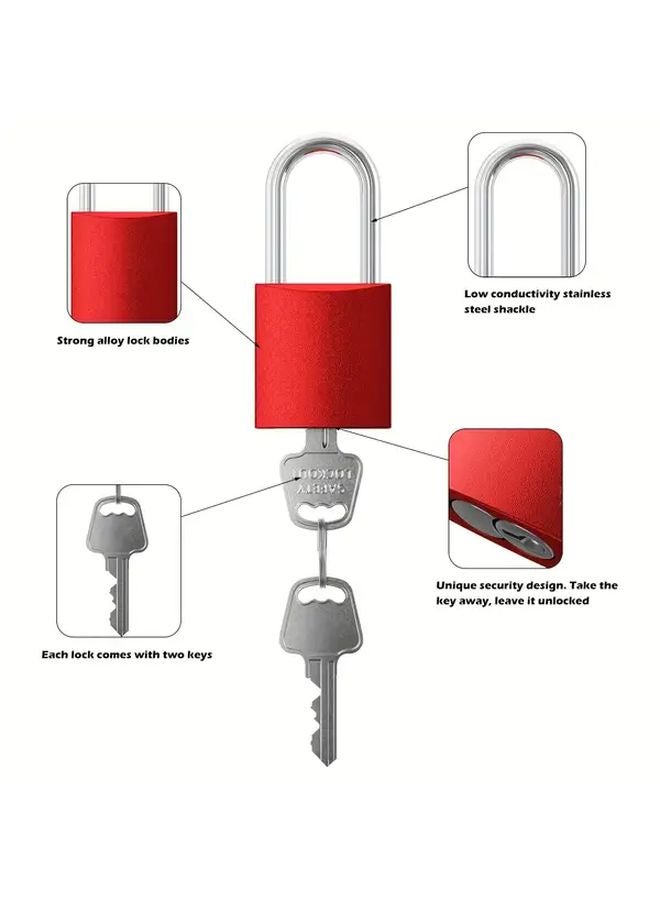 5 PCS Red Heavy Duty Aluminum OSHA Loto Safety Padlocks For Industrial Equipment - Image 5
