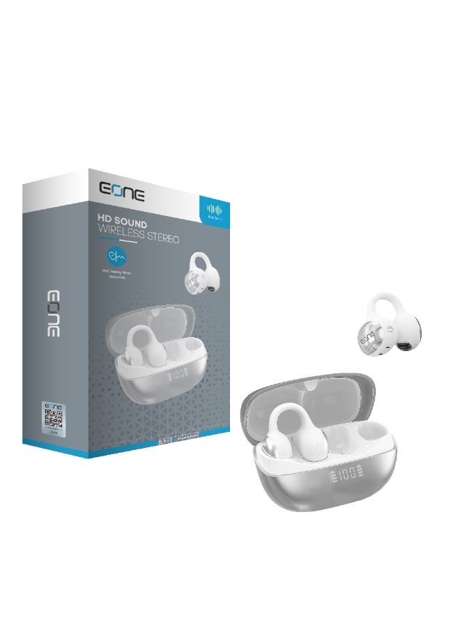 EONE - Wireless Stereo Earbuds, High-Resolution Sound, Analog ANC Noise Reduction, with Charging Case and Digital Display, White - Image 1