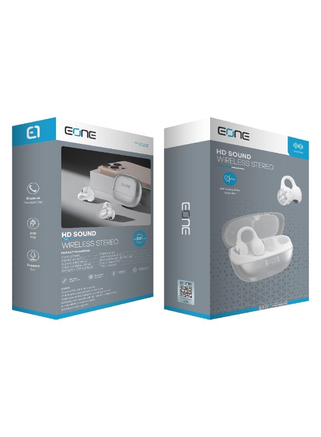 EONE - Wireless Stereo Earbuds, High-Resolution Sound, Analog ANC Noise Reduction, with Charging Case and Digital Display, White - Image 4