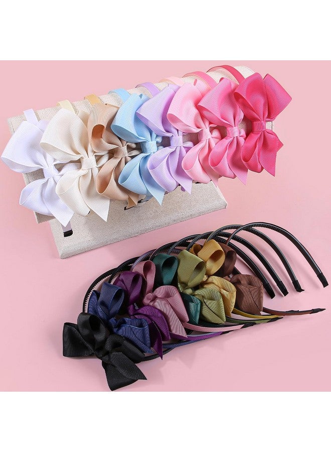 XIMA 16Piece Headband with Bow for Toddlers Teens, 16 Colors Grosgrain Ribbon Bows Hair Bands for Girls,Kids Children and Women, Cute Hairbands for Daily School Hair Accessories - Image 2