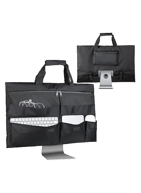 Monitor Carrying Case for 24" Monitor Compatible with 24" iMac, Padded Travel Carrying Bag with comfortable handle, Pockets for Accessories, Protective Case Monitor Dust Cover