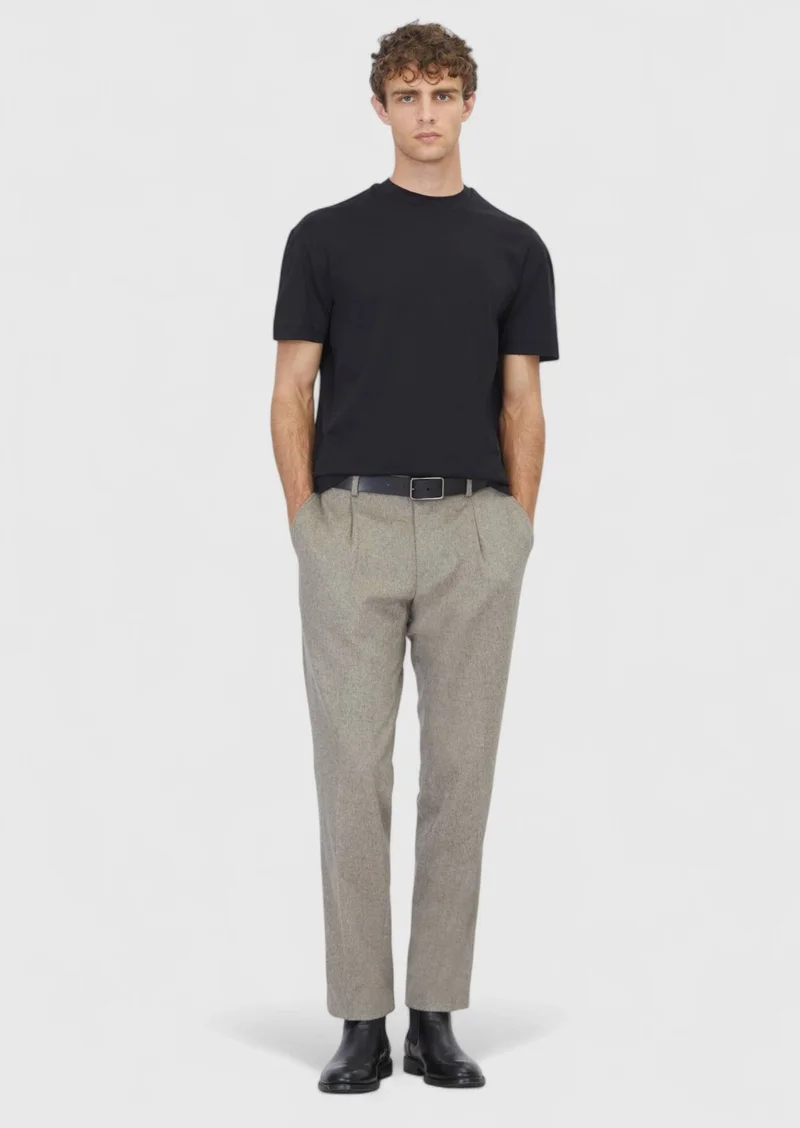 RAMSEY Black Plain Crew Neck 100% Cotton T-Shirt