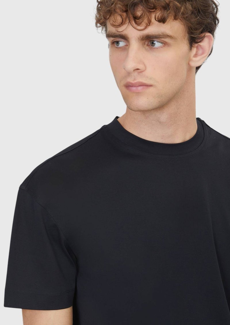 RAMSEY Black Plain Crew Neck 100% Cotton T-Shirt - Image 4