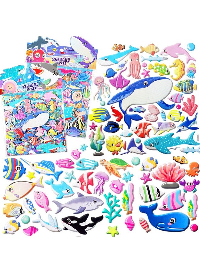 فنبلاست مجموعة ملصقات FunBlast Ocean Theme - ملصقات Kawaii Puffy للأطفال، ملصقات ثلاثية الأبعاد للفتيات، ملصقات جمالية، ملصقات لطيفة، ملصقات إسفنجية للأطفال، ملصقات ذاتية اللصق (مجموعة من قطعتين) - Image 1