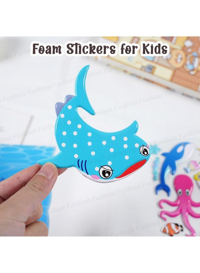 فنبلاست مجموعة ملصقات FunBlast Ocean Theme - ملصقات Kawaii Puffy للأطفال، ملصقات ثلاثية الأبعاد للفتيات، ملصقات جمالية، ملصقات لطيفة، ملصقات إسفنجية للأطفال، ملصقات ذاتية اللصق (مجموعة من قطعتين) - Image 5