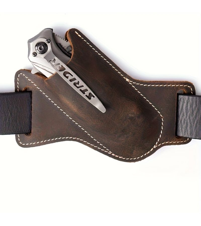 1pc Pocket Knife Sheath Black Suitable For Belts Edc Belt Mounted Folding Knife For Men Cross Draw Zipper Left Side Carry With Top Opening For 5 Inch Knives - Image 4