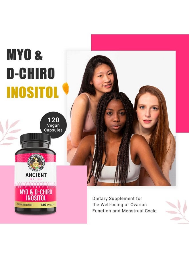 Ancient Bliss Myo & D-Chiro Inositol Supplement, 40 to 1 Ratio, Helps in Ovarian Function Support for Women, Vitamin B8 Helps to Regulate Menstrual Cycle, 2050mg per Serving, 120 Vegan Capsules - Image 2