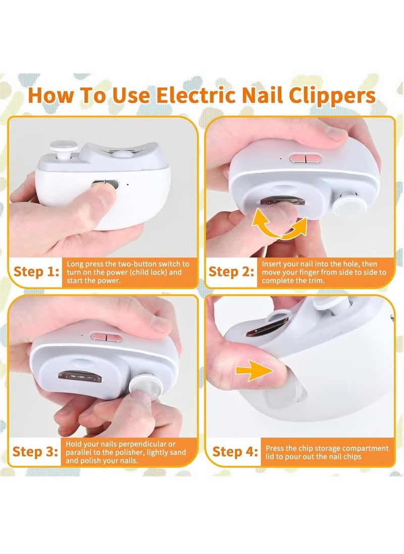 JAJEEK Electric Nail Clipper for Babies, Kids, Adults & Seniors | Rechargeable Automatic Nail Trimmer with LED Light & Storage | Safe, Gentle & Easy-to-Use Electric Baby Nail Clippers - Image 4