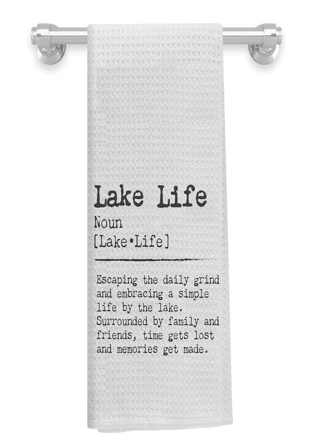 Knibeo Lake Life Kitchen Towels - Waffle Weave, 16 x 24 Inch, Lake House Decor, Gifts - Image 1