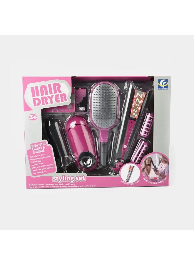 Kids Hairdressing Toy Set with Straightener , Pretend Play Hair Styling Kit with Brush and Rollers , Light and Sound Hair Salon Toy for Children , Creative Role Play Gift - Image 2