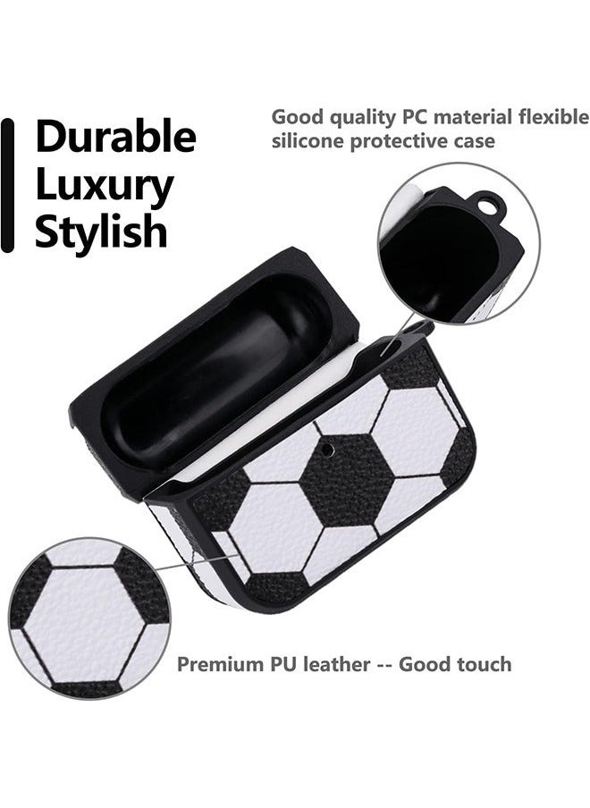 Generic - Football Pattern Leather Case for AirPods Pro, Leather Case Protective Cover, Shockproof Shell Dust Proof Hard Case with Lanyard and Keychain (Yellow) - Image 1