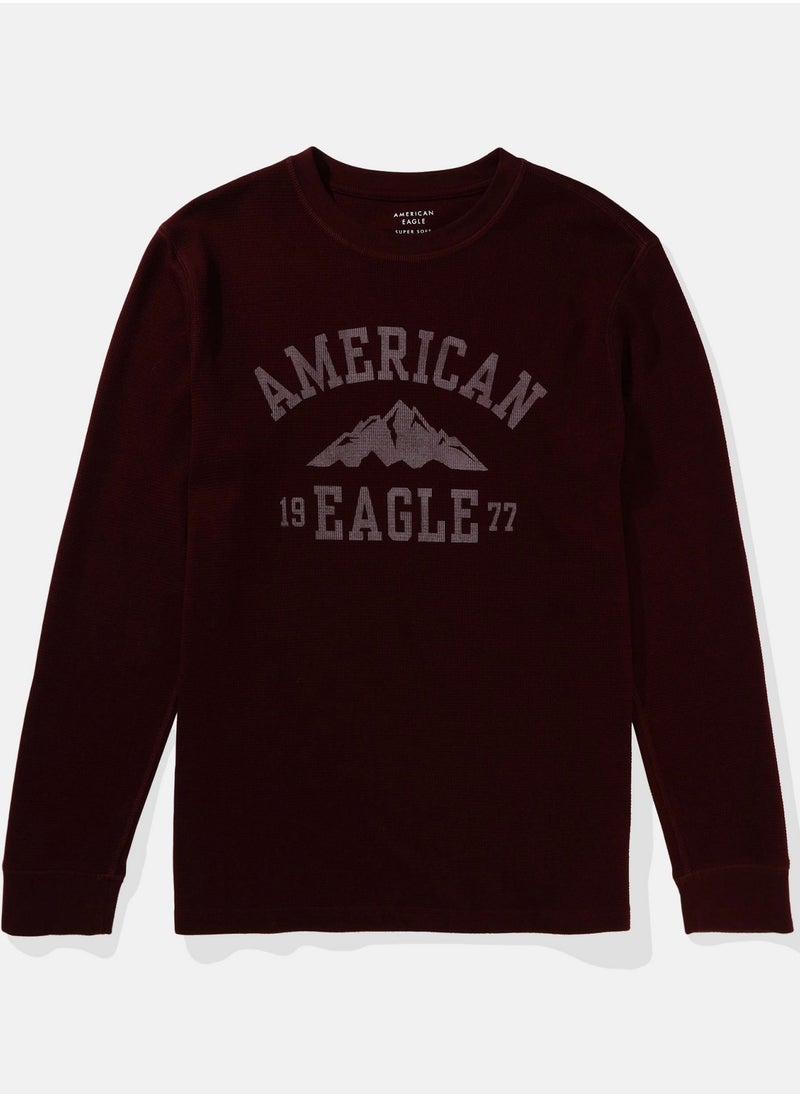 American Eagle - AE Long-Sleeve Logo Graphic Thermal T-Shirt - Image 1