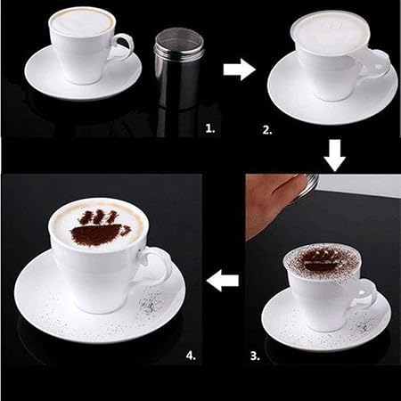 Jigva16 pcs Coffee Shape Print, Coffee Shape Maker Cappuccino Coffee Barista Stencils Mould Tools - Image 2